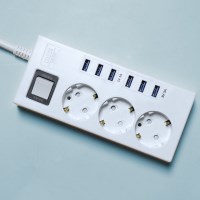 white switch USB 6포트 3구 멀티탭 1.5M 전기 콘센트