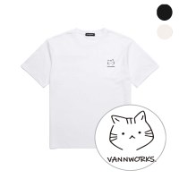 고양이 자수  오버핏 반팔 티셔츠 (VNDTS214) 2칼라