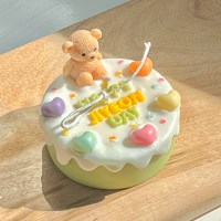 색상맞춤제작 곰돌이 케이크캔들 (하트곰돌이)