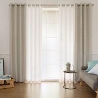 노르딕솔리드 암막커튼4장세트 베이지+화이트