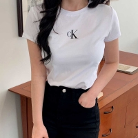 캘빈클라인 심플 로고 프린트 반팔 티셔츠 여성용 화이트