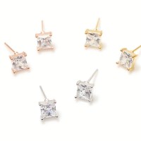 여성 데일리 925 실버 사각 귀걸이 이어링