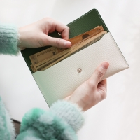 nraw 165R 투톤 천연 소가죽 현금 봉투 용돈 여행 지갑