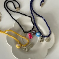 에메넴 곰돌이 포인트 비즈 패션 목걸이