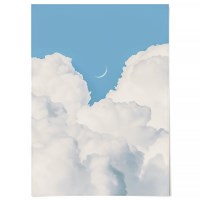 창문 패브릭 포스터 구름 사진 풍경 액자 달 B F512