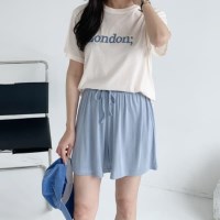 여성 론테츠 찰랑 스트랩 밴딩 반바지 팬츠
