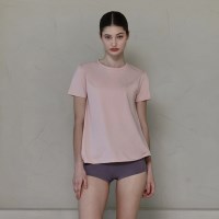 여성 요가복 DEVI-T0084-핑크 필라테스 웨던 데일리 숏 슬리브