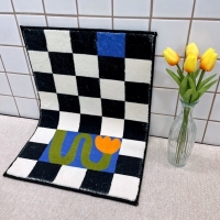 [클리어런스] 꽃한송이 블랙앤화이트 러그 발매트 주방매트 3type