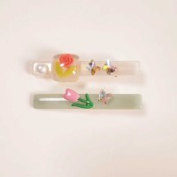 [봄밤달] 꽃밭에 나비 헤어핀