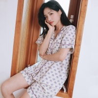 보랏빛 밤 여름 순면 홈웨어 잠옷 파자마