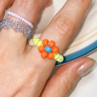 Orange Lily Bold Beads Ring