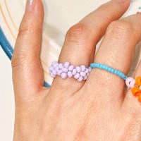 Lavender Flowers Beads Ring