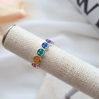 여성 데일리 925실버 레인보우 스마일 반지 링