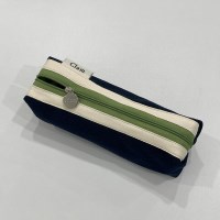 Clam round pencilcase _ Navy and green