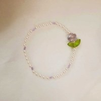 [봄밤달] 바이올렛 꽃 한 송이 비즈팔찌