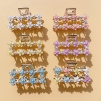미니 데이지 꽃 플라워 진주 크리스탈 메탈 사각 집게핀 6color