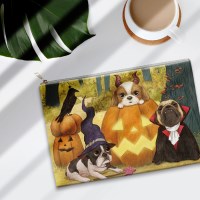 멍멍들의 Halloween 양은봉 레더파우치,메이크업 사각파우치