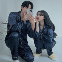 청년잠옷 클래식 고급 실크 커플잠옷 반팔 긴팔 상하의세트