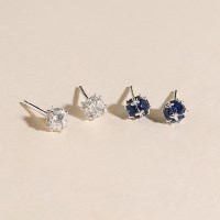 실버925 심플 데일리 컬러 미러볼 큐빅 은 귀걸이