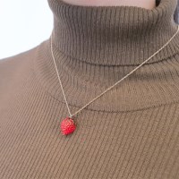 딸기 열매 글라스 패션 포인트 펜던트 목걸이