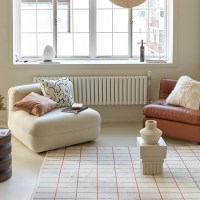 핸드메이드 미니멀 체크 면러그