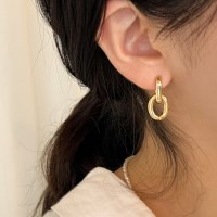 [당일배송][자체제작] 원터치 드롭 볼드 투링 민자 링귀걸이