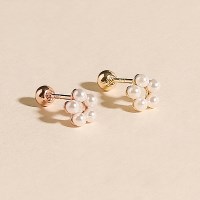 14K 피어싱 귀걸이 명품 금 볼 이너컨츠 진주 플라워