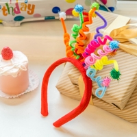 스프링 꼬불 머리띠 홈파티 헤어밴드 생일 축하 소품