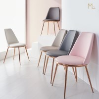 에블린 인테리어 식탁의자 바의자 카페 체어 pu 로즈골드 스틸