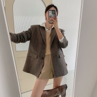 빈티지 무드 헤링본 박시 울자켓