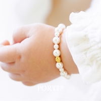 [뽀르띠] 순금 24K 0.3g 볼 팬던트 진주 돌팔찌 백일팔찌