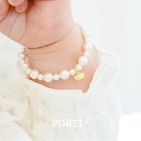 [뽀르띠] 순금 24K 참 진주 돌팔찌 백일팔찌 0.5g