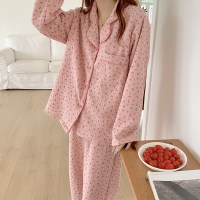 3color 도톰 체리 누빔 파자마세트 잠옷