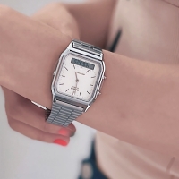 CASIO 카시오 빈티지 아날로그 화이트 디지털시계