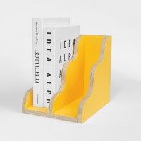 더블 웨이브 북케이스 자작나무 2단 책꽂이 (yellow)