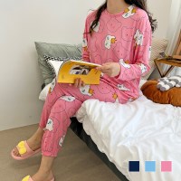 여성 겨울 왕관곰 긴팔 조거 잠옷 파자마세트