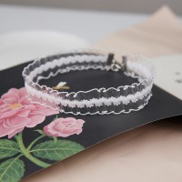 ZC182 화이트 플라워 라인 레이스 초커 포인트 목걸이