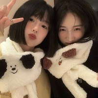 바둑이 귀여운 캐릭터 멍멍이 뽀글 머플러