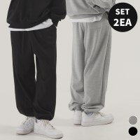 [2장 세트] 클래식 와이드 조거 스웨트팬츠 (2color)