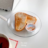 유리 원형접시 디저트 브런치 투명 유리플레이트(홈카페)
