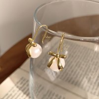 갈고리 리본 진주 은포인트 러블리 925 은 귀걸이