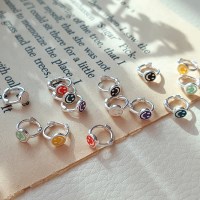 여성 92.5실버 미니 컬러 스마일 원터치