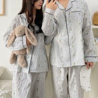 [어나더디] 긴팔 당근 스트라이프 커플 잠옷 파자마 이지웨어 상하의