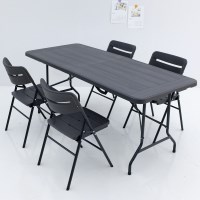 프리미엄 브로몰딩테이블 1800 접이식 우드무늬 4인세트