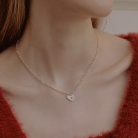 (SILVER925) Cubic Dot Heart Necklace NZ2073