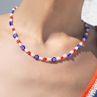 venezia flower necklace (BLUE RED)