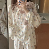 여성 홈웨어 실크 잠옷 상하세트 파자마 수면 잠옷