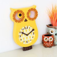건전지 포함 옐로우 부엉이 추시계 벽시계