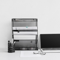 오피스 데스크 서류보관 파티션걸이 3단정리 메탈선반