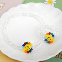 ZR140 ZB209 투명 비즈 스마일 꽃 반지 팔찌